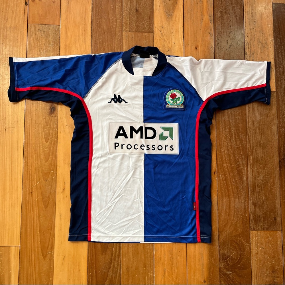Kappa Men's Football Jersey in Blue, White & Red Trim